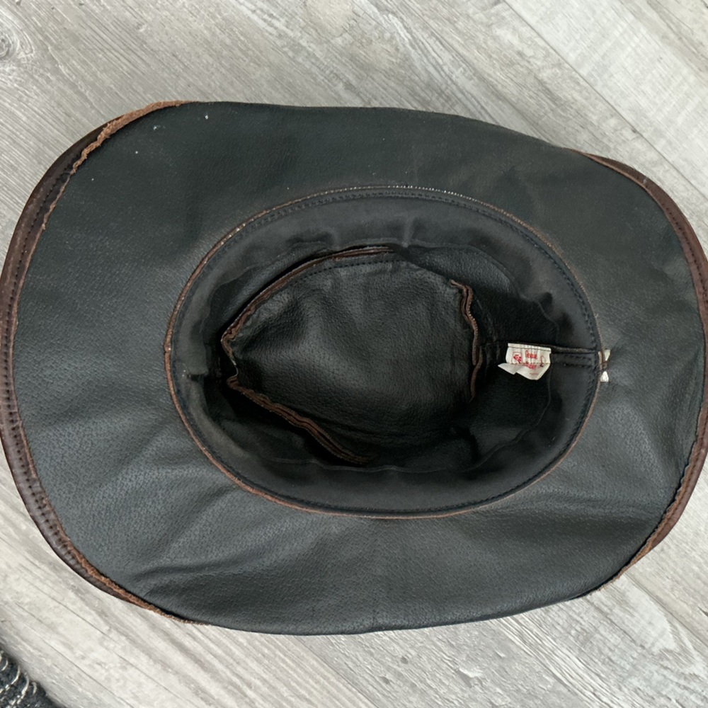Dark Brown Rodeo Distressed Braided Vintage Leather Cowboy Hat - Picture 5 of 9